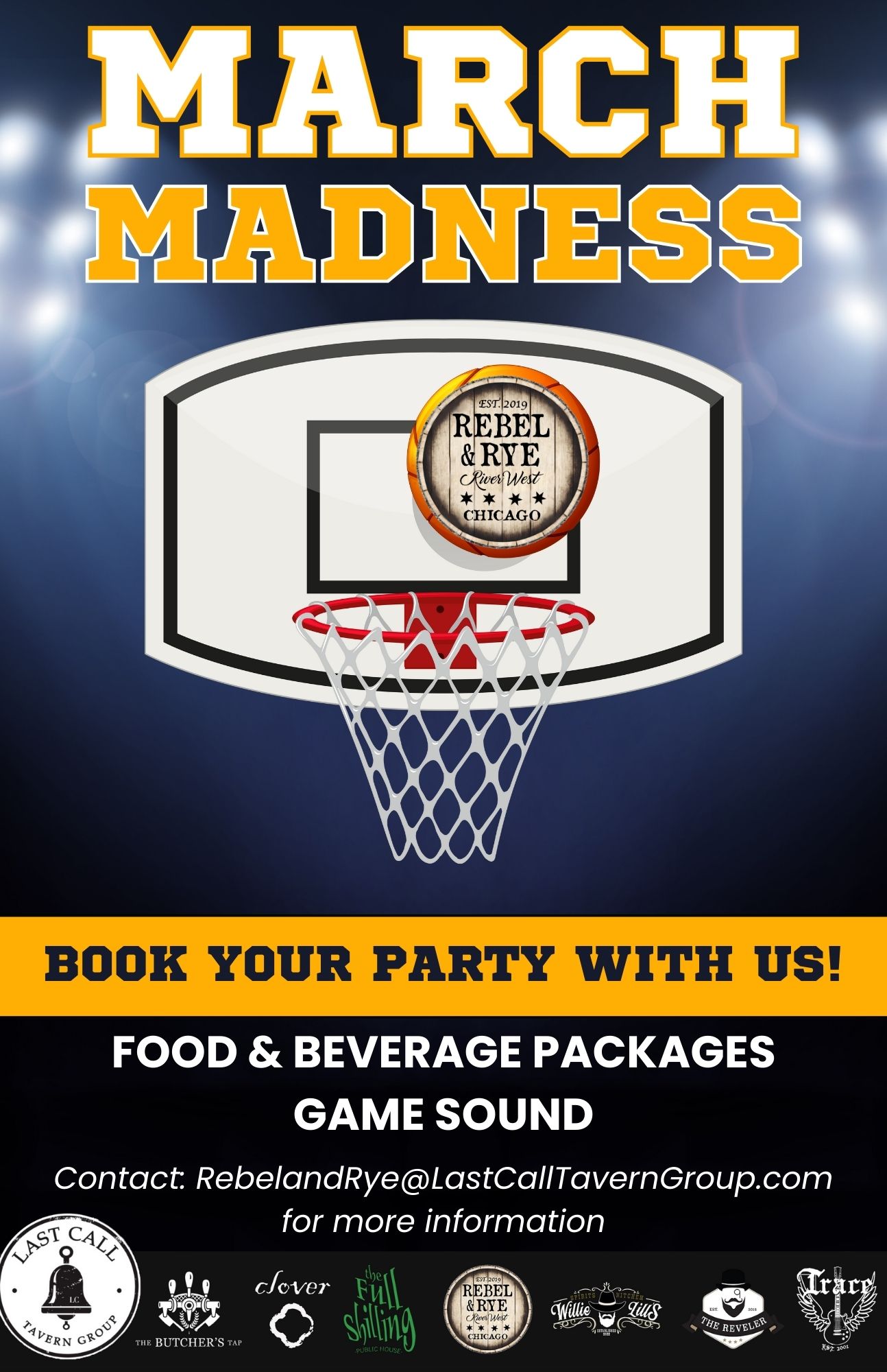 Book Your March Madness Party With Us @ Rebel & Rye