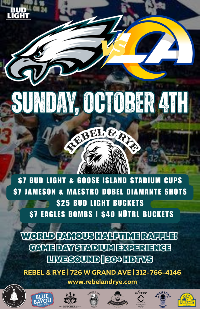 Eagles vs Rams Watch Party | Sunday, October 4 at Rebel & Rye
