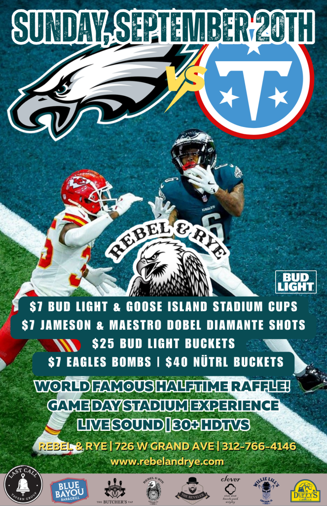 Eagles vs Titans Watch Party | Sunday, September 20 at Rebel & Rye