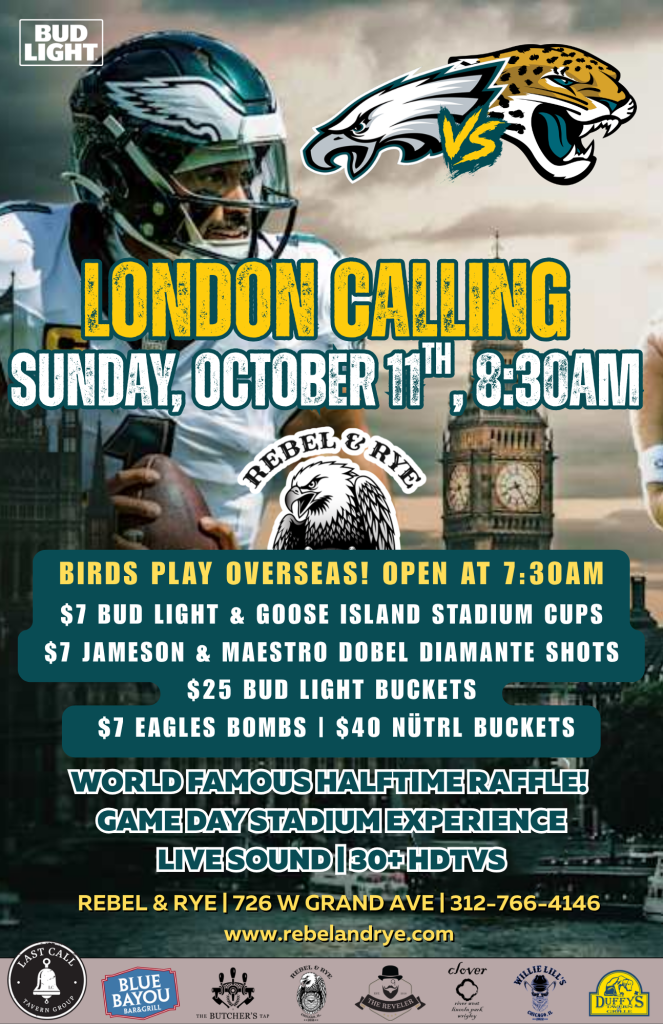 Eagles vs. Jaguars London Game | Sunday, October 11 at Rebel & Rye