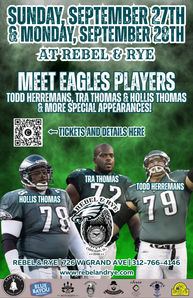 Meet Eagles Players at Rebel & Rye | Sunday, September 27 & Monday, September 28