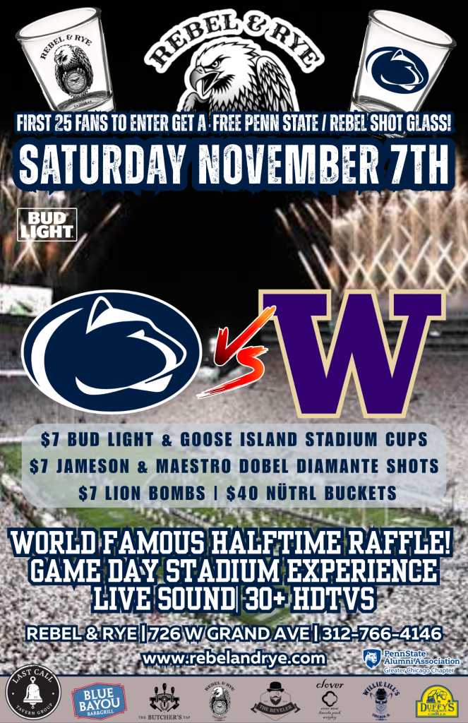Saturday, November 7, 2026 | Penn State vs. Washington | Rebel & Rye