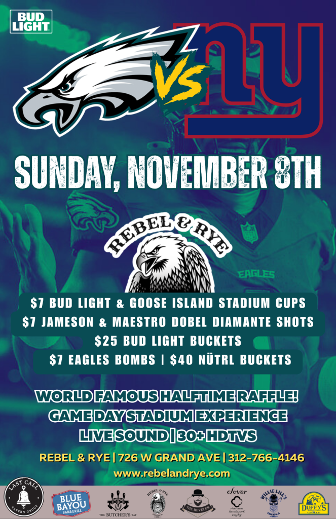 Eagles vs. Giants | Sunday, November 8 at Rebel & Rye